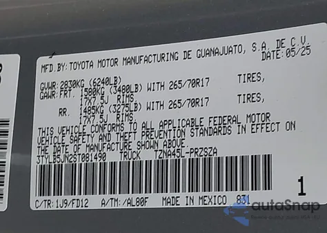 2025 Toyota Tacoma Trd Off Road 4Wd from USA, damaged, VIN 3TYLB5JN2ST081490